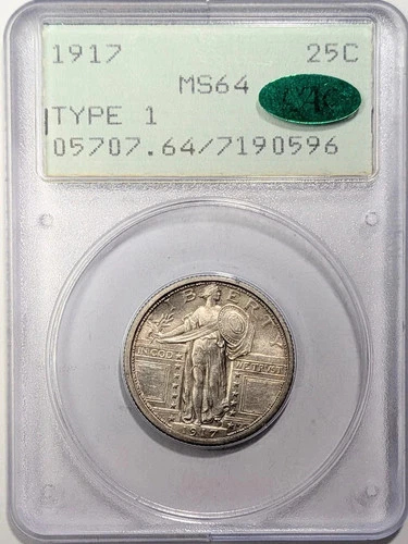 1917 P Standing Liberty Quarter PCGS MS-64 OGH Rattler CAC Type 1