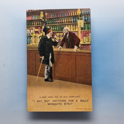 Comic Postkarte betrunken rote Nase Chemiker Mückenstich um 1909 Bamforth & Co