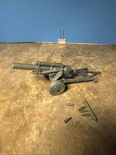 1963 MARX BATTLEGROUND  SHELL FIRING 54mm HOWITZER 155mm Cannon W Shells