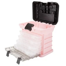Stalwart 75-STO3183 Parts & Crafts Rack Style Tool Box with 4 Organizers - Pink