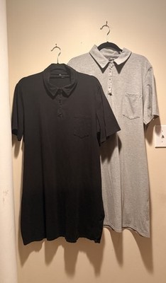 ASOS Polo Dress Lot Of 2 Black & Grey Collared Soft Cotton Blend Size US 18 R