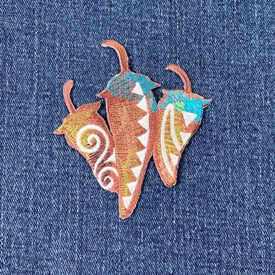 Southwest Chili Peppers Applique Patch - Embroidered Spicy Food Badge 3'' Iron On