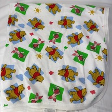 Vintage 1998 Disney Winnie the Pooh Piglet Thermal Baby Blanket Cotton 30x36