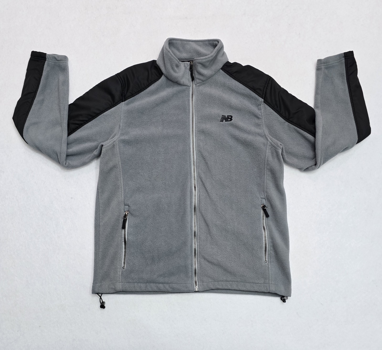New Balance Signature Gray & Black Full-Zip Front Fleece Jacket Men's Large