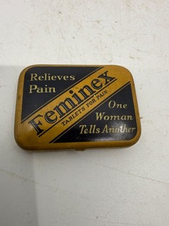 FEMINEX TABLETS FOR PAIN TOLEDO OH ANTIQUE APOTHECARY MEDICINE PHARMACY DRUG TIN