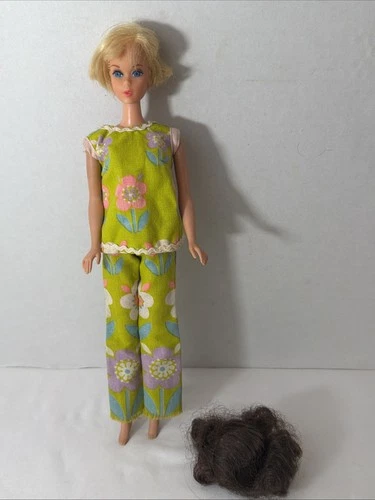 Vtg 1968 Hair Fair Blonde Barbie On 1966 Japan Body, Custom Outfit & Extra Wig