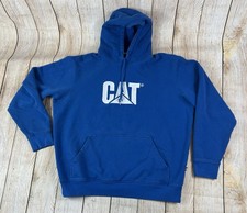 Mens CAT Caterpillar Blue Hoodie Sweatshirt Size XL