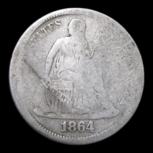 New Listing1864-S Seated Liberty Dime Silver ---- Nice Coin ---- #KK562
