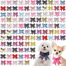 100 Pcs Dog Bow Ties Bulk Dog Bows with Adjustable Collar Cat Bowtie