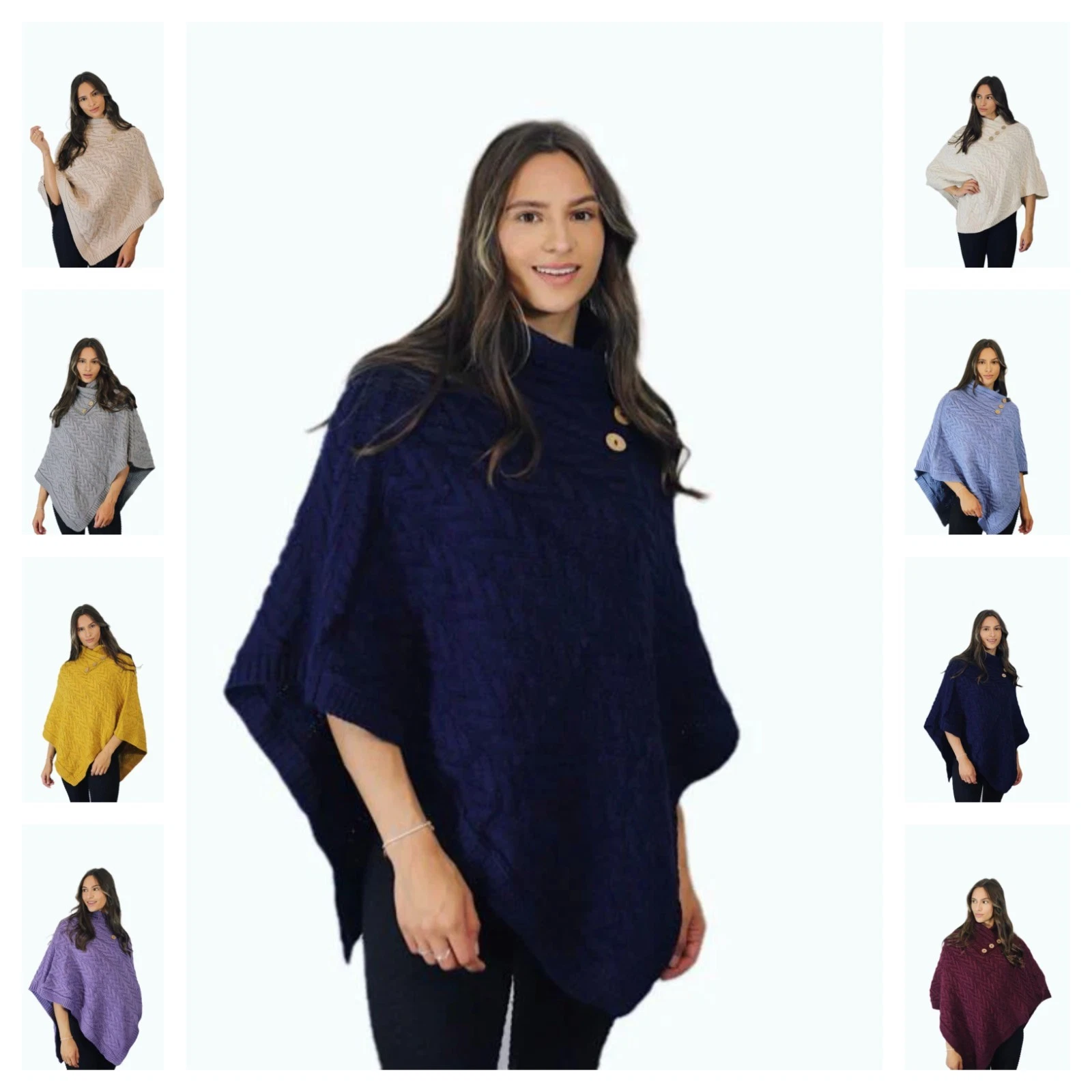 New Ladies Poncho One Size Aran Cable Knit Merino Wool Women's Aran Poncho UK
Opens in a new window