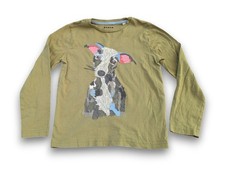 MINI BODEN Green Dog Super Stitch Embroidered Long Sleeve Shirt Kids Boys 7-8