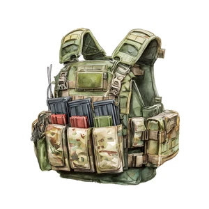 Military Vest Camouflage Army Weapons War Self Adhesive Sticker