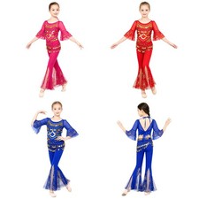 Girls Belly Dance Decor Costume Party 2  piece Set Competition Outfit Festival