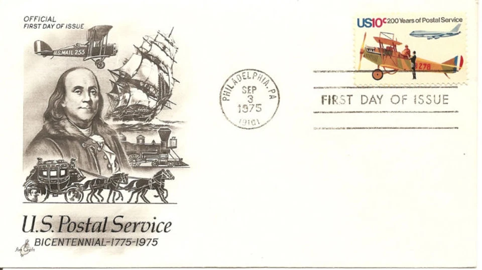 US SC # 1572-1575  Postal Service Bicentenary FDC. Artcraft Cachet. - Image 3 of 4