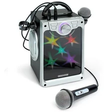 Karaoke Machine for Kids Bluetooth, AUX, USB, Flashing Lights - Black