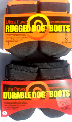 Ultra-Paws Durable Dog Boots Black or Black w/Orange SMALL (5/S) Washable NEW