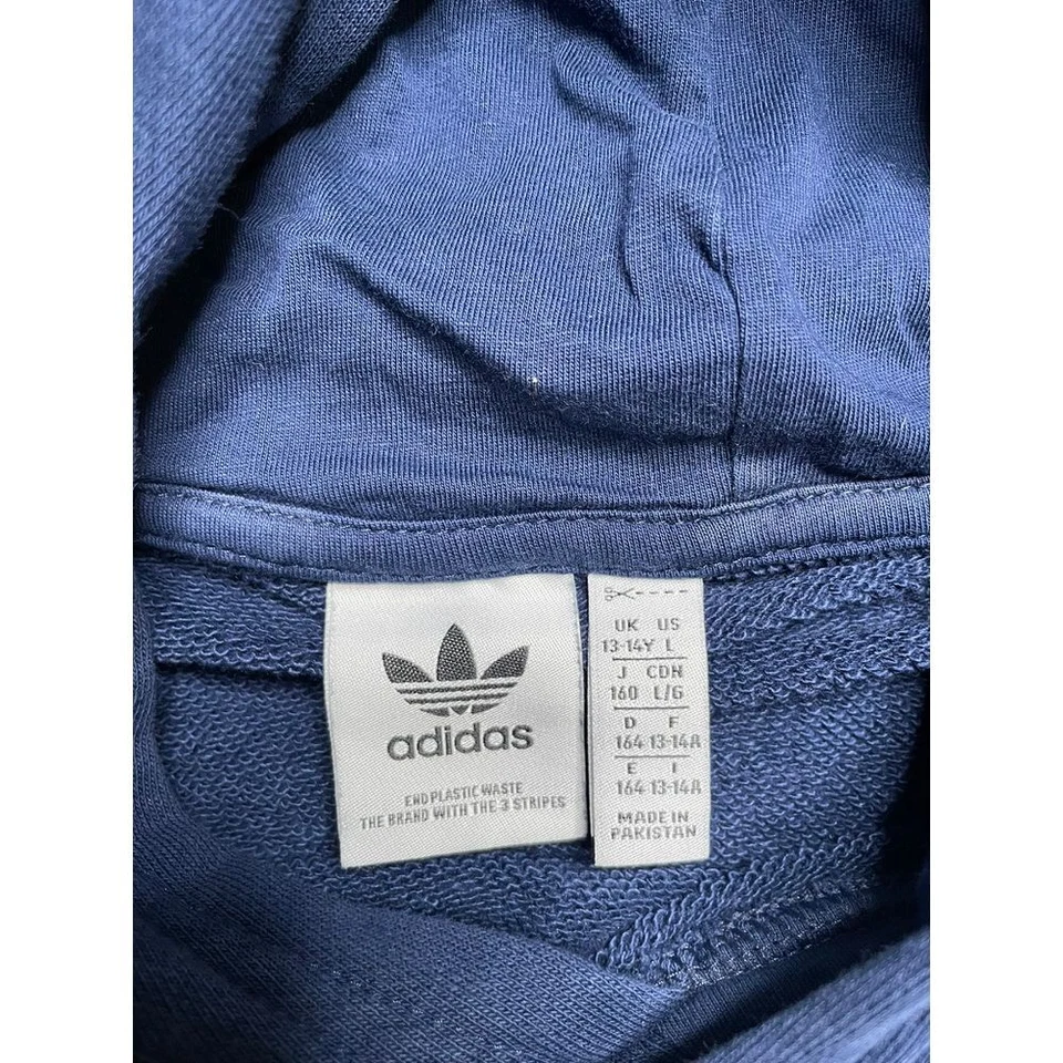 Sudadera con Capucha Adidas Niños Clásica Logotipo del Trifolio Azul Marino Mezcla de Algodón 13-14 Foto 3 de 4