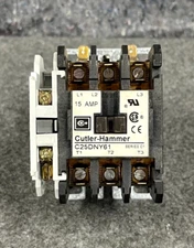 Cutler Hammer, C25DNY61, Contactor, 24V/50-60Hz, 15A, 3 Pole, 1 Auxiliary NO, w