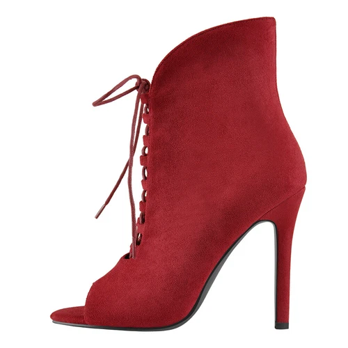 Neu Damen-Stiefeletten Gladiator zehenfrei Schnürung Stiletto hoher Absatz Clubschuhe - Bild 27 von 46