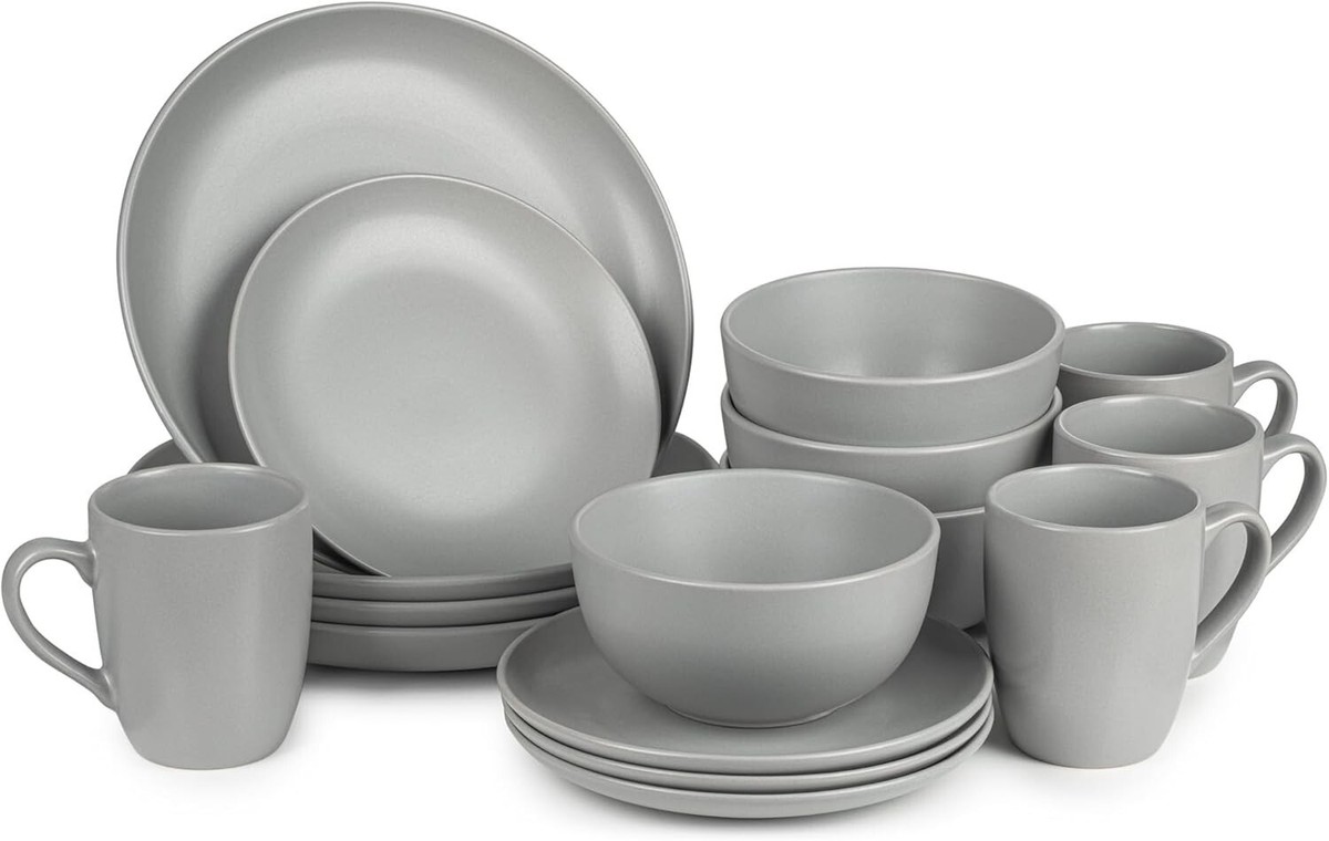 16-Piece Dinner Set Stoneware Crockery for 4 Large Plates Bowls