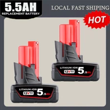 NEW 2 X For Milwaukee12V 48-11-2460 M12 LI-ion XC 5.5 AH Battery Pack 48-11-2430