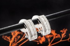 Ohrringe mit Diamanten Baguette Brillanten Halbcreolen in Weißgold 750 Schmuck