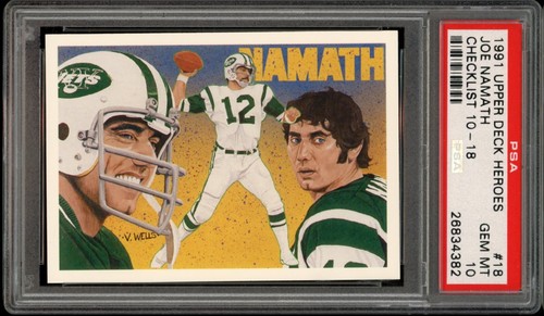 Joe Namath [Checklist 10-18] #18 1991 Upper Deck Heroes card