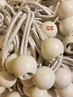 (100) NEW 9" White Ball Bungee Bungie Cord Heavy Duty Canopy Tarp Tie Downs GS