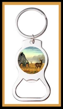 TRACTOR DEER FARM SCENE CUSTOM BOTTLE OPENER KEYCHAIN KEY RING - GREAT GIFT