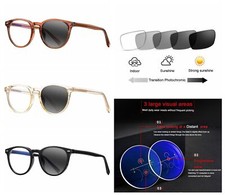 Multifocal Progressive Women's Acetate Metal Photochromic Reading Glass Near Far