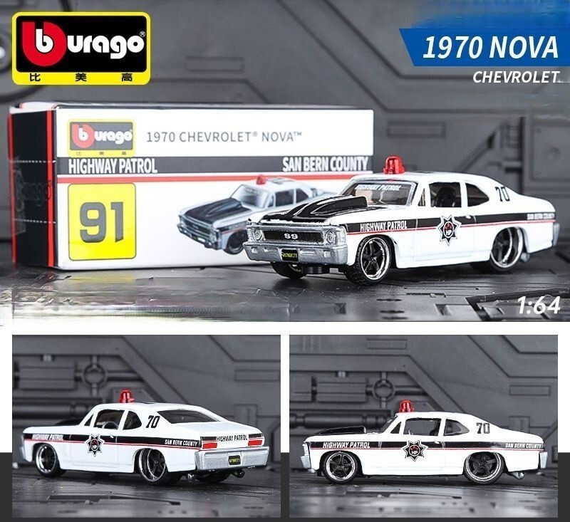 Bburago 1:64 CHEVROLET NOVA Highway Patrol Model Diecast Metal Car