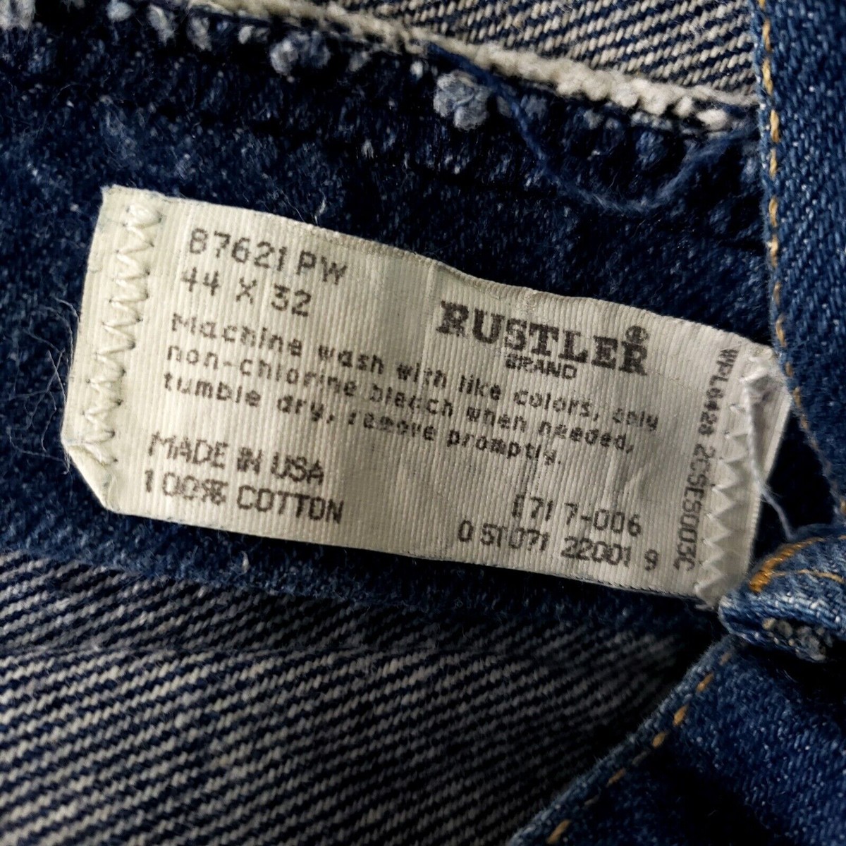 VINTAGE Rustler 44x32 USA MADE Jeans Dark Wash Broken In Retro