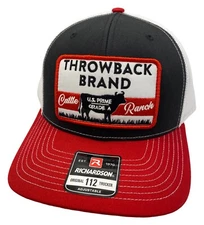 Throwback Brand Cattle Ranch Patch Richardson 112 Trucker Hat Cap Snapback