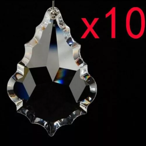 10Pcs Hanging Clear Crystal Maple Leaf Prisms Pendant Curtain Chandelier Decor - Picture 1 of 10