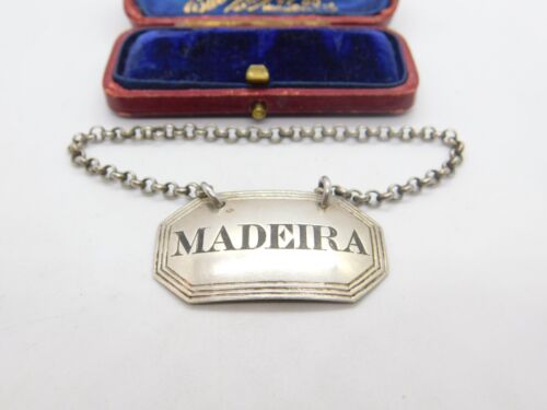 Victorian Sterling Silver Lined Edge Madeira Decanter Label Antique 1888 London - Picture 1 of 5