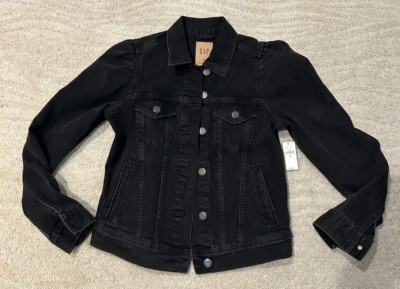 GAP Women's black puff sleeve denim Jacket, Size XS , BNWT**