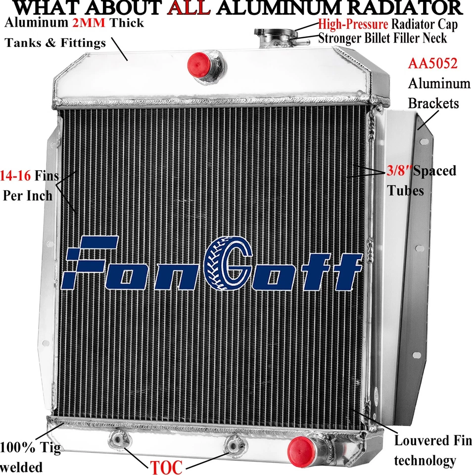 3 ROW Radiator For 1955-1959 1956 Chevy Truck 3100 3200 3400 3500 3600 3800 3.8L - Изображение 2 из 4