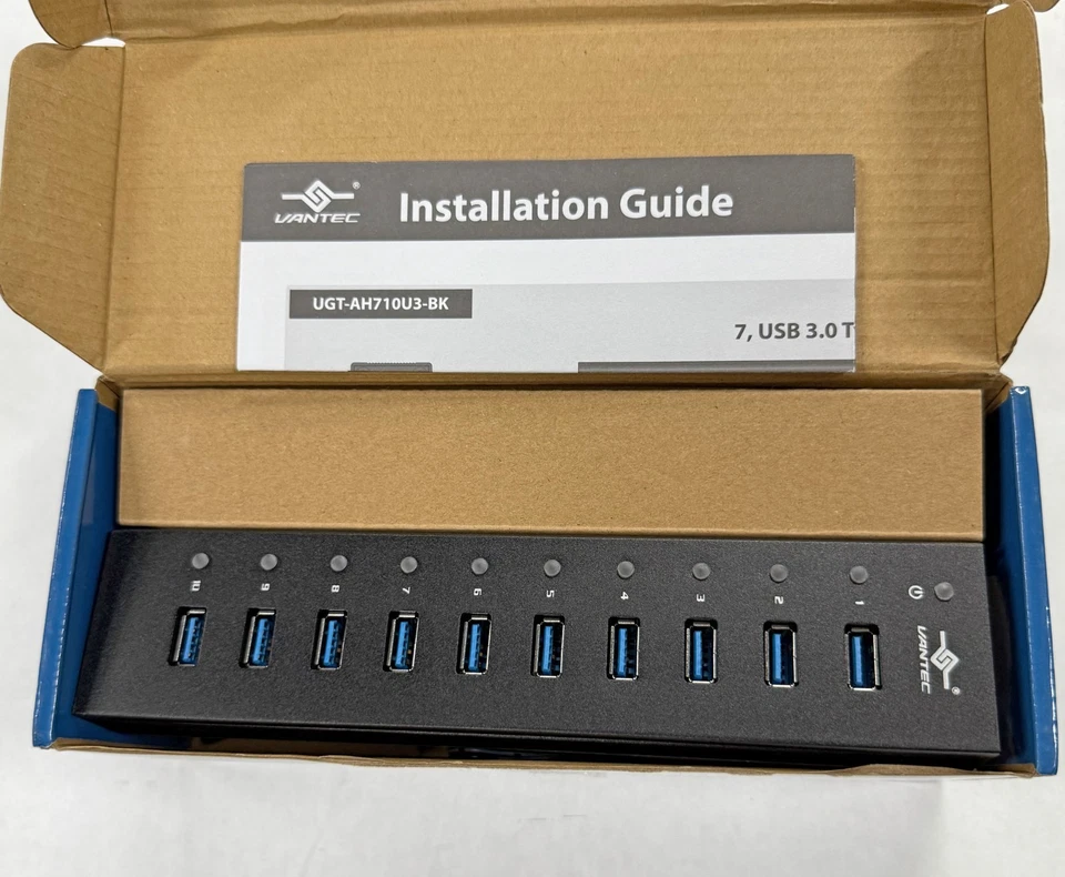 Vantec 227911 UGT-AH110U3-BK 10-port USB 3.0 Aluminum Data/Charging Hub Mac/PC - Image 3 of 4