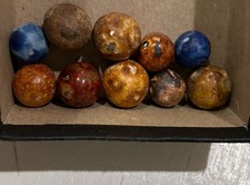 Collection Of Antique Clay Bennington Marbles Handmade 1800s-1900s Glazed 10