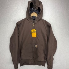 Carhartt Active Jac Washed Duck Insulated Mens Medium J130 Brown Hooded NWT