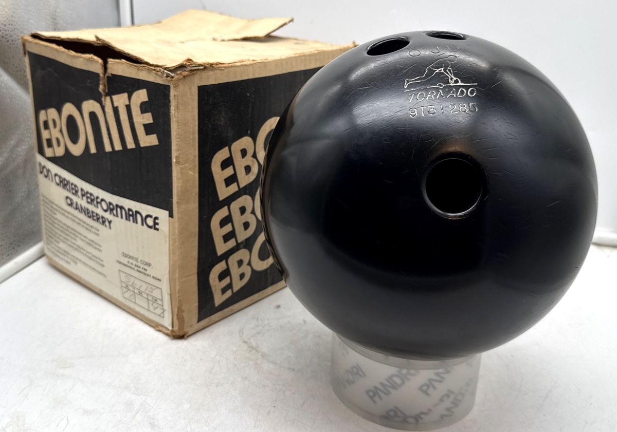15lb Vintage Ebonite Tornado Black Bowling Ball | Drilled