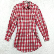 Shein SXY Womens Shirt Dress Long Sleeve Red Tartan Plaid Button Front S New