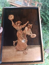19th Century ITALIAN Marquetry  Dancing GYPSIE Couple