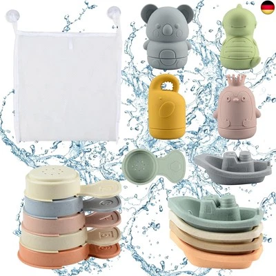 BESUCHE DEN BIQIQI-STORE BIQIQI Baby Badespielzeug, 15 Stück Badewannenspielzeug Baby Silikon