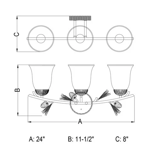 Vaxcel Lighting W0269 Black and Walnut Sierra 3-Light 24"W Bathroom Vanity Light - Picture 2 of 5