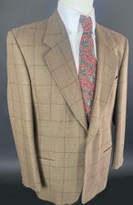 Vintage Valentino Uomo Tweed Blazer Brown Windowpane Sport Coat Italian Wool 39