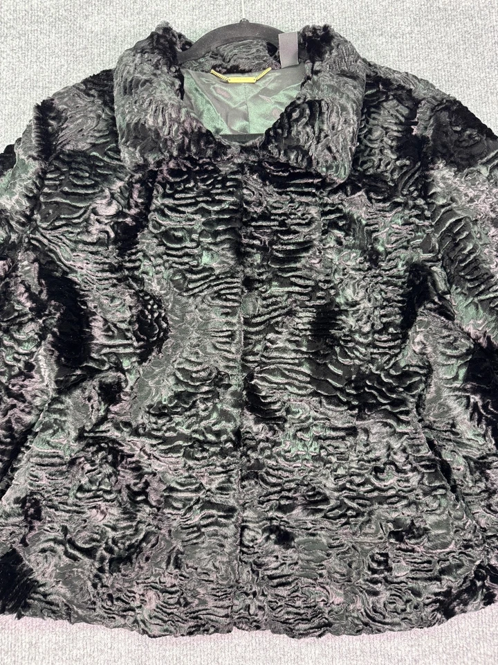 Chicos Black Label Faux Fur Swing Jacket Size 3 XL 16 Black Textured MSRP $199 - Image 3 of 4