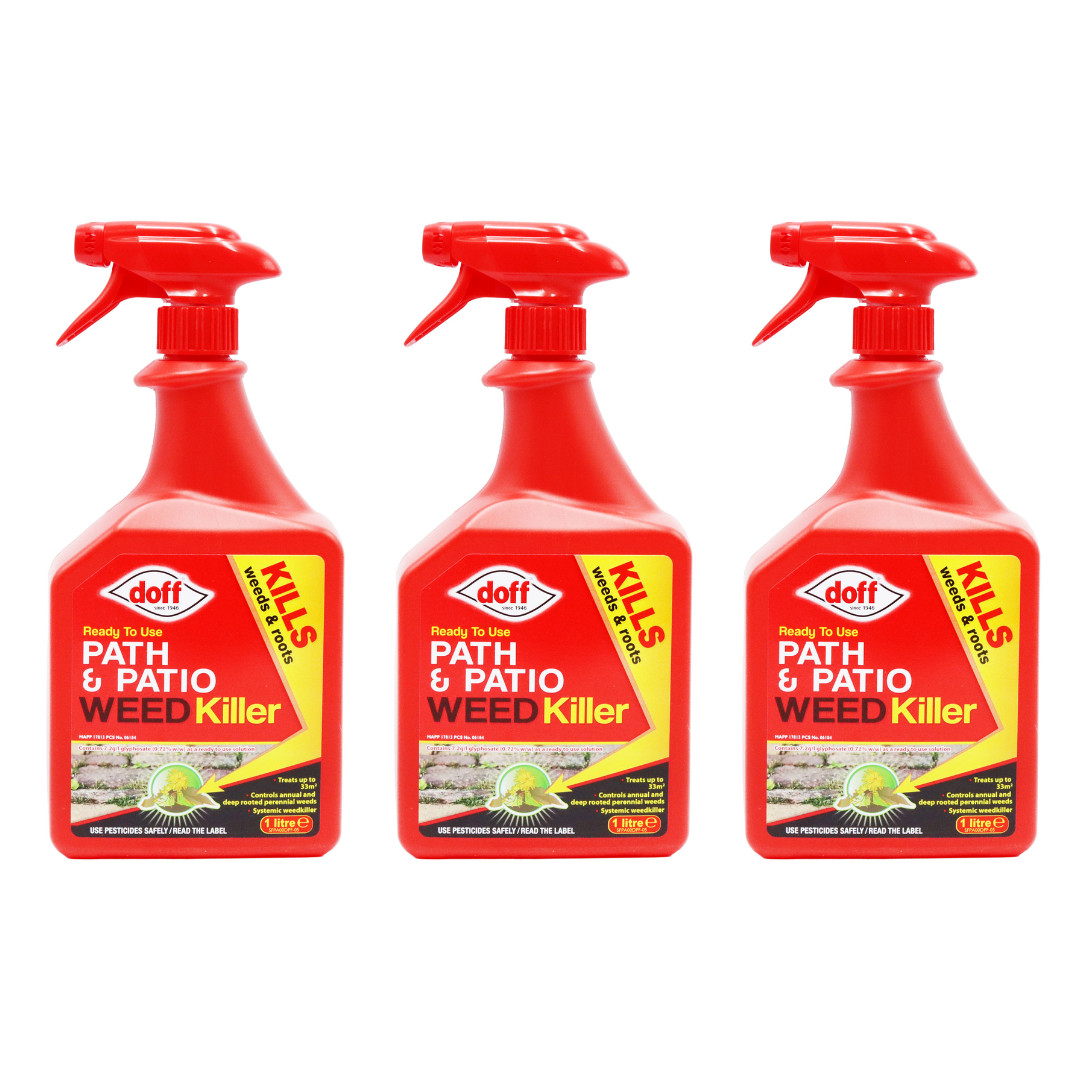 Doff Path & Patio Weedkiller Ready to Use Spray for Garden 1L - Pack of 3