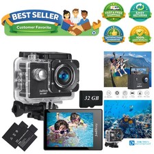 Adventure-Ready 32GB Action Camera - 1080P Video  30m Water Resistance