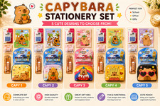 Capybara School Supply Set Backpack Lunch Bag Stationery Gift 5 Designs Kids